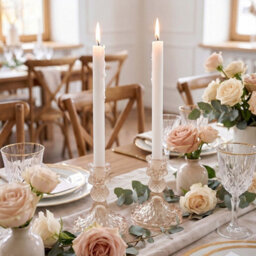 Living And Home 2 Pack Amber Ion Plating Soda Lime Glass Taper Candlestick Holders For Wedding Table Decor - thumbnail 3