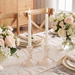 Living And Home 2 Pack Amber Ion Plating Soda Lime Glass Taper Candlestick Holders For Wedding Table Decor - thumbnail 1