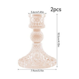 Living And Home 2 Pack Amber Ion Plating Soda Lime Glass Taper Candlestick Holders For Wedding Table Decor - thumbnail 9