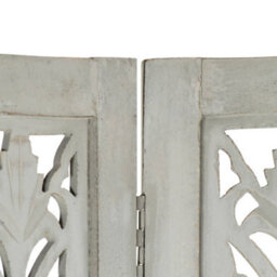 Berkfield Hand Carved 5-Panel Room Divider Grey 200X165 Cm Solid Mango Wood - thumbnail 4