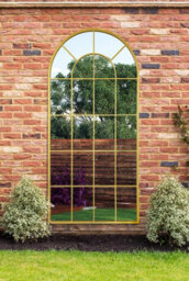 "Mirroroutlet Arcus - Gold Framed Arched Window Garden Mirror 71"" X 33.5"" (180 X 85Cm)" - thumbnail 2