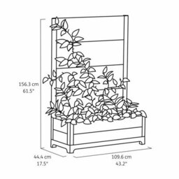 Keter Cortina Privacy Tulip Screen Planter Outdoor Evotech Wood-Effect Divider With Integrated Planter Box, Grey - thumbnail 2