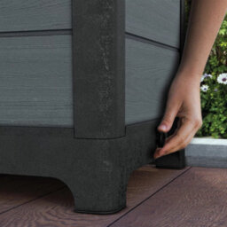 Keter Cortina Privacy Tulip Screen Planter Outdoor Evotech Wood-Effect Divider With Integrated Planter Box, Grey - thumbnail 5