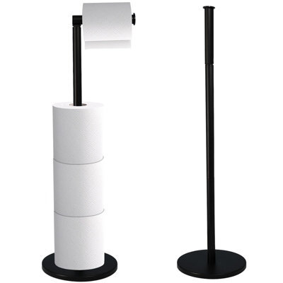Crystals 2 In 1 Toilet Paper Holder Black Bathroom Free Standing Tissue Roll Storage Rack - image 1