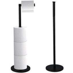 Crystals 2 In 1 Toilet Paper Holder Black Bathroom Free Standing Tissue Roll Storage Rack - thumbnail 1