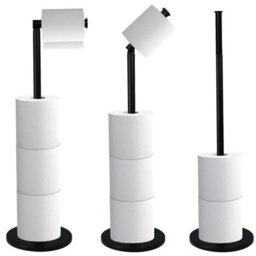Crystals 2 In 1 Toilet Paper Holder Black Bathroom Free Standing Tissue Roll Storage Rack - thumbnail 6