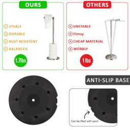 Crystals 2 In 1 Toilet Paper Holder Black Bathroom Free Standing Tissue Roll Storage Rack - thumbnail 5