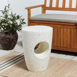Wyld And Coco Accent Terrazzo Fibreglass Side Table - White, 37Cm - Outdoor-Grade - thumbnail 2