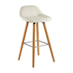 Orsina White Faux Leather Bar Stool, Comfortable Seating Bar Stool With Back, Easy To Clean Kitchen Bar Stool - thumbnail 2