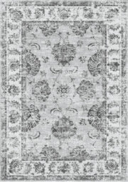 Grey Bordered Floral Rug For Bedroom, & Living Room, 7mm Thick Stain-Resistant Traditional Rug - 120Cm X 160Cm - thumbnail 3