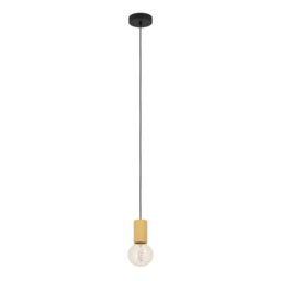 Eglo Pozueta 1 Pendant Light, Black Steel & Wood Detail, E27 Fitting, Slim 65mm Indoor Pendant - thumbnail 4
