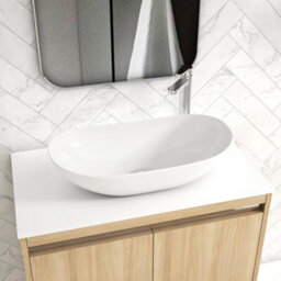 Royal Bathrooms Orion 800mm Natural Oak Floor Standing Plain White Countertop Vanity Unit 2 Drawer With Cesar Basin & Chrome Accent Trim - thumbnail 5
