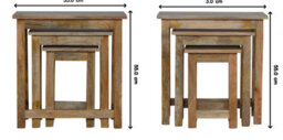 Artisan Furniture Country Solid Wood Stool Set Of 3, Oak-Ish - thumbnail 9
