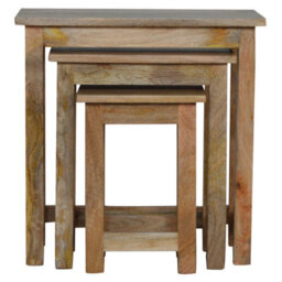 Artisan Furniture Country Solid Wood Stool Set Of 3, Oak-Ish - thumbnail 2