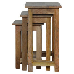 Artisan Furniture Country Solid Wood Stool Set Of 3, Oak-Ish - thumbnail 7
