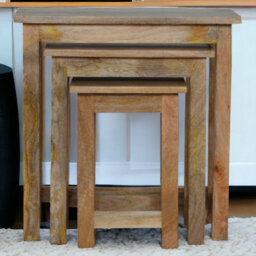Artisan Furniture Country Solid Wood Stool Set Of 3, Oak-Ish - thumbnail 1