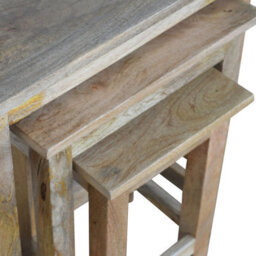 Artisan Furniture Country Solid Wood Stool Set Of 3, Oak-Ish - thumbnail 5