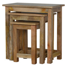 Artisan Furniture Country Solid Wood Stool Set Of 3, Oak-Ish - thumbnail 4