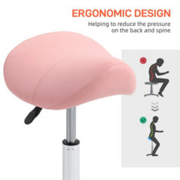 Homcom Pu Leather Saddle Stool W/ Moulded Padded Seat Adjustable Height Pink - thumbnail 7