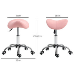 Homcom Pu Leather Saddle Stool W/ Moulded Padded Seat Adjustable Height Pink - thumbnail 3