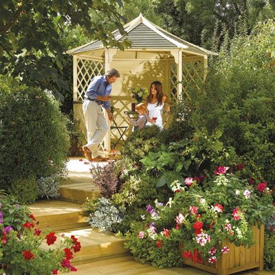 Rowlinson Gainsborough Natural Hexagonal Gazebo, (W)3M (D)2.6M - Assembly Service Included - image 1