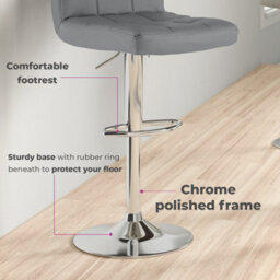 Set Of Two Neo Dark Grey Faux Leather Bar Stools With Polished Chrome Legs - thumbnail 3