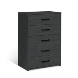 5 Drawer Chest Black Oak Effect Modern Furniture Storage Dresser