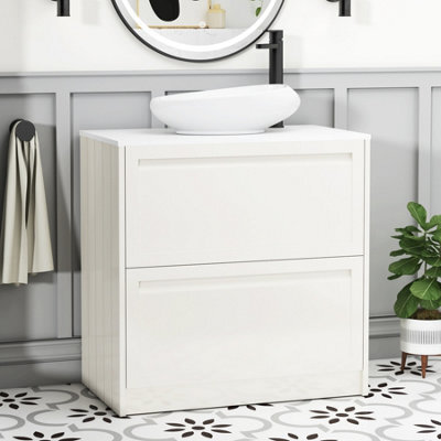 Royal Bathrooms Royal Bathroom Elmore 800mm Classic White Freestanding Bathroom Vanity Unit 2 Drawer Plain White Worktop With Nova Basin - image 1