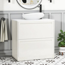 Royal Bathrooms Royal Bathroom Elmore 800mm Classic White Freestanding Bathroom Vanity Unit 2 Drawer Plain White Worktop With Nova Basin - thumbnail 1
