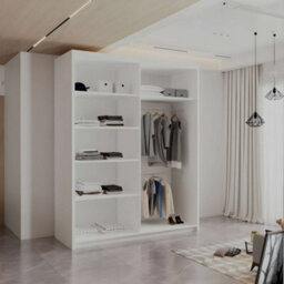 M N Furniture Ltd Wardrobe With Led Light - Modern Sliding Wardrobe - 2 Or 3 Door Bedroom Cabinet With Mirror (White/grey, 150Cm) - thumbnail 2