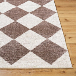 Livabliss Fossay Shaggy-Washable Beige Brown High Pile Diamond Living Bedroom Rug 160 X 213 Cm Easy Care, Non Shedding - thumbnail 5