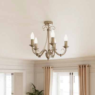 GoodHome Inuus Vintage Metal Antique Brass Effect 5 Lamp Ceiling Light - image 1