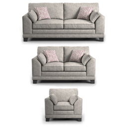 Furnishings For Less UK Hilliard Fullback Fabric 3 Piece Sofa Suite Mist - thumbnail 1