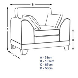 Furnishings For Less UK Hilliard Fullback Fabric 3 Piece Sofa Suite Mist - thumbnail 9