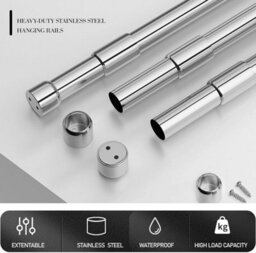 Vivo Adjustable Stainless Steel Wardrobe Clothes Rail 88-160Cm - thumbnail 4