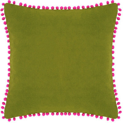 Paoletti Velvet Pom-Pom Feather Rich Cushion - image 1