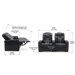 More4Homes Broadway 2 Seater Electric Recliner Cinema Sofa Usb Charging Led Base With Tray (Black) - thumbnail 9