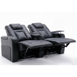 More4Homes Broadway 2 Seater Electric Recliner Cinema Sofa Usb Charging Led Base With Tray (Black) - thumbnail 2