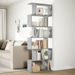 Berkfield Room Divider Bookcase 6-Tier Concrete Grey 70X24X193 Cm Engineered Wood - thumbnail 4