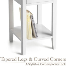 Christow 1 Drawer Slim Bedside Table White - thumbnail 4