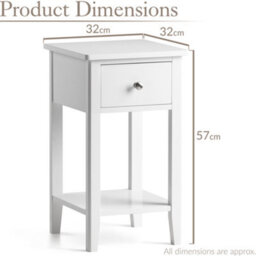 Christow 1 Drawer Slim Bedside Table White - thumbnail 6