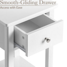 Christow 1 Drawer Slim Bedside Table White - thumbnail 3