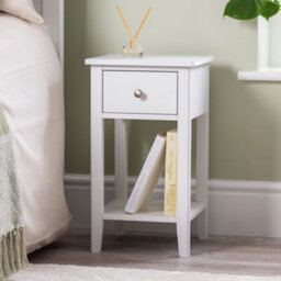 Christow 1 Drawer Slim Bedside Table White - thumbnail 1