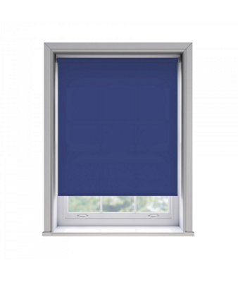 135Cm No Drill Self Adhesive Navy Thermal Blackout Roller Blind (170Cm Drop)