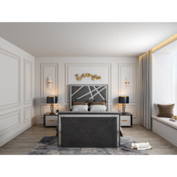 Morgan Upholstered Soft Velvet  Grey Tv Bed Frame - thumbnail 2