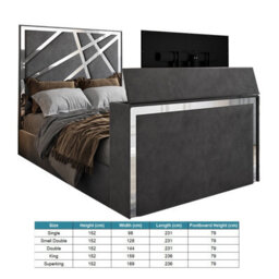 Morgan Upholstered Soft Velvet  Grey Tv Bed Frame - thumbnail 6