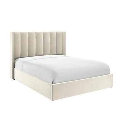 Stratus Interiors Madison Dusk Wing Back Ottoman Storage Bed Cream And Grey - Double - image 1