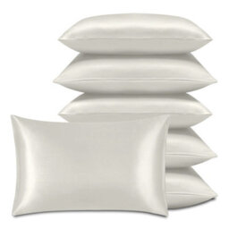 Bedlooms Satin Silk Pillowcase Ivory 3 Pair - Anti Wrinkle Pillow Covers For Hair & Skin Friendly Pillowcases Bedding Set 50X75 Cm