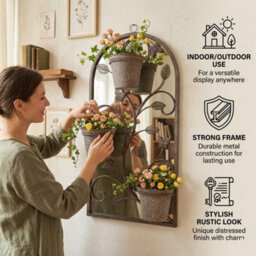 Minster 69Cm Wall Mirror With Triple Planter - L15 X W33 X H69 Cm - thumbnail 3