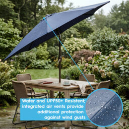 Harbour Housewares Tilting Garden Parasol - 2.3M - Natural - thumbnail 5